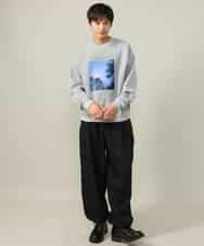 KHKLV30054 a.v.v MEN(アー・ヴェ・ヴェ) 【HIDEYUKI SUTO×a.v.vコラボ】フォトプリントワイドシルエットスウェット ブラック