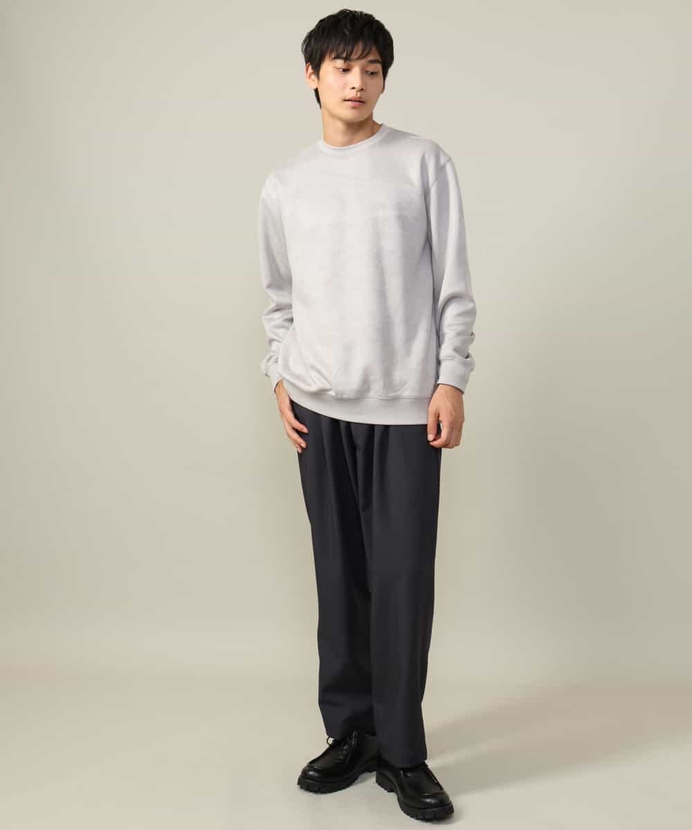 KHKLV46044 a.v.v MEN(アー・ヴェ・ヴェ) 【春まで使える】フェイクスエードセミワイドシルエットプルオーバー(無地） ライトグレー