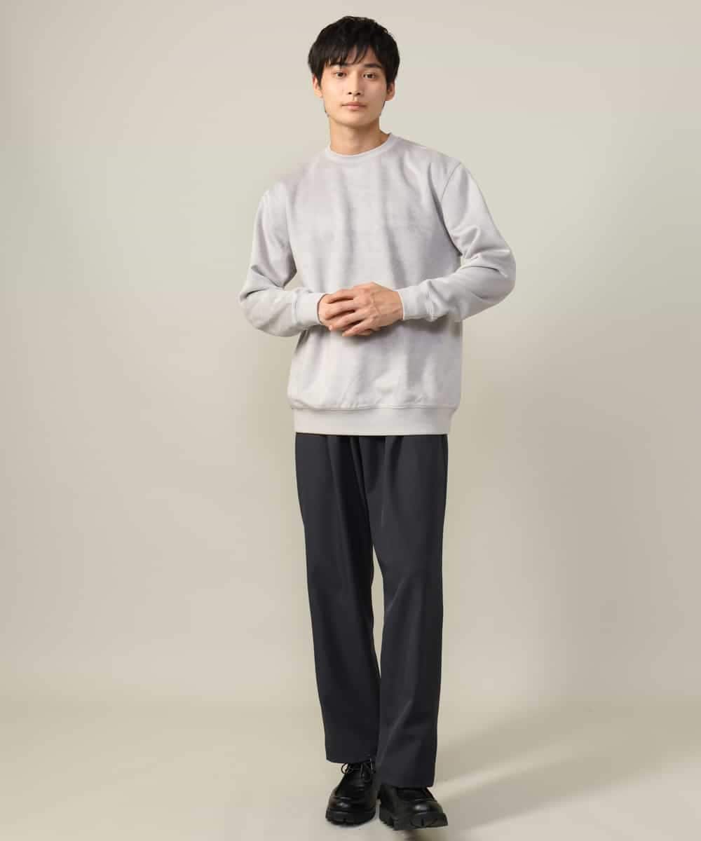 KHKLV46044 a.v.v MEN(アー・ヴェ・ヴェ) 【春まで使える】フェイクスエードセミワイドシルエットプルオーバー(無地） ライトグレー