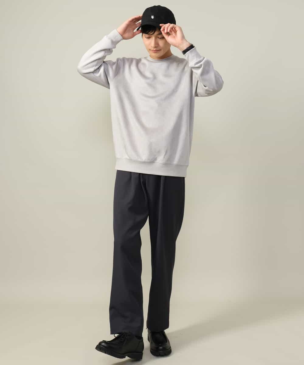 KHKLV46044 a.v.v MEN(アー・ヴェ・ヴェ) 【春まで使える】フェイクスエードセミワイドシルエットプルオーバー(無地） ライトグレー