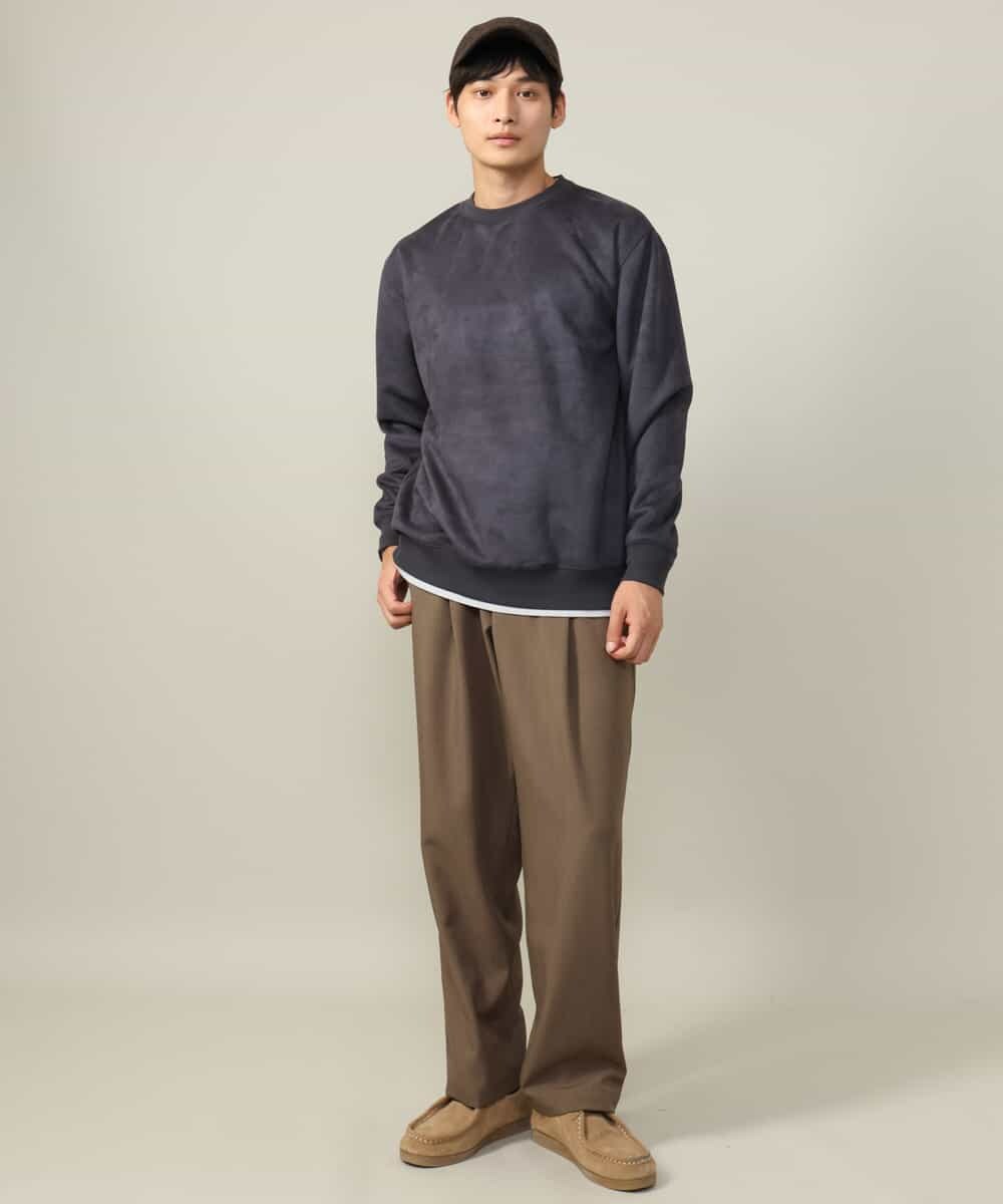 KHKLV46044 a.v.v MEN(アー・ヴェ・ヴェ) 【春まで使える】フェイクスエードセミワイドシルエットプルオーバー(無地） ライトグレー
