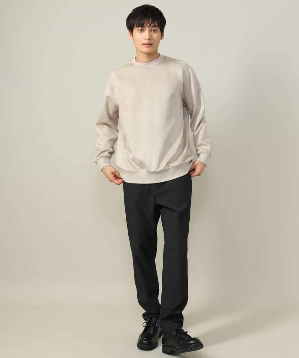 KHKLV46044 a.v.v MEN(アー・ヴェ・ヴェ) 【春まで使える】フェイクスエードセミワイドシルエットプルオーバー(無地） ライトグレー