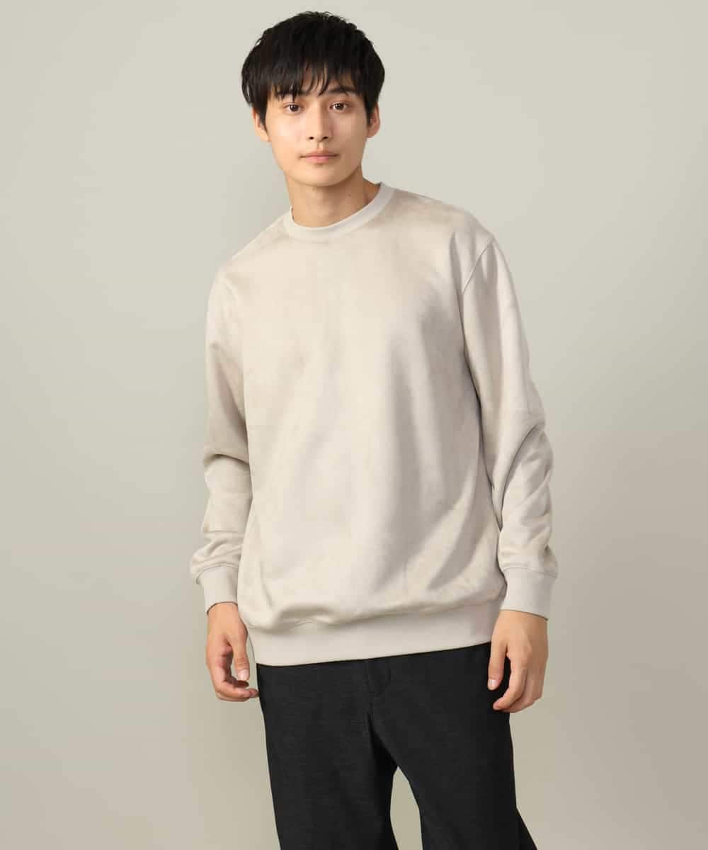 KHKLV46044 a.v.v MEN(アー・ヴェ・ヴェ) 【春まで使える】フェイクスエードセミワイドシルエットプルオーバー(無地） ライトグレー