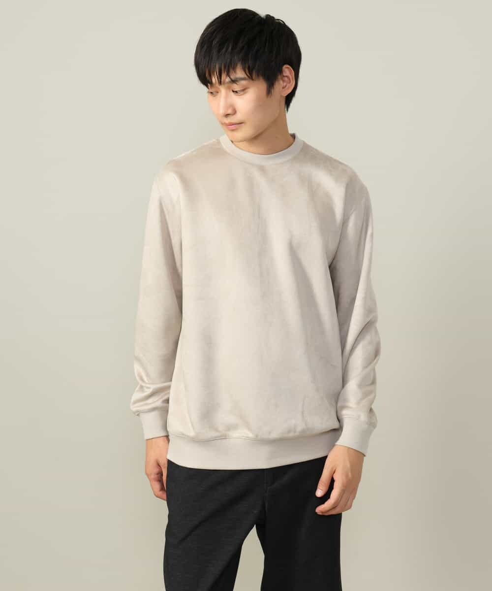 KHKLV46044 a.v.v MEN(アー・ヴェ・ヴェ) 【春まで使える】フェイクスエードセミワイドシルエットプルオーバー(無地） ライトグレー