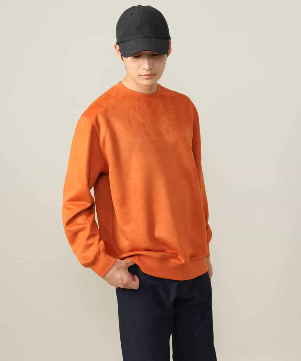 KHKLV46044 a.v.v MEN(アー・ヴェ・ヴェ) 【春まで使える】フェイクスエードセミワイドシルエットプルオーバー(無地） ライトグレー