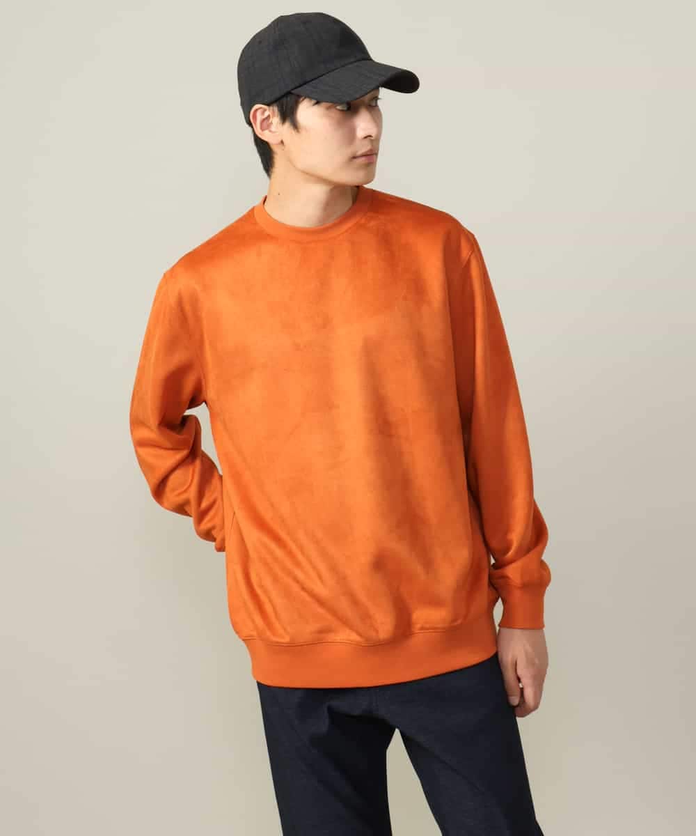 KHKLV46044 a.v.v MEN(アー・ヴェ・ヴェ) 【春まで使える】フェイクスエードセミワイドシルエットプルオーバー(無地） ライトグレー