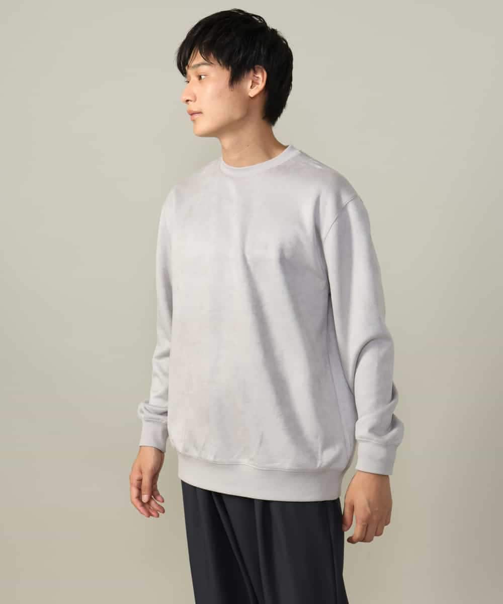 KHKLV46044 a.v.v MEN(アー・ヴェ・ヴェ) 【春まで使える】フェイクスエードセミワイドシルエットプルオーバー(無地） ライトグレー