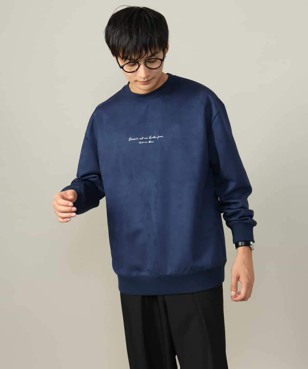 KHKLV49059 a.v.v MEN(アー・ヴェ・ヴェ) 【春まで使える】フェイクスエードミニロゴプルオーバー ライトグリーン