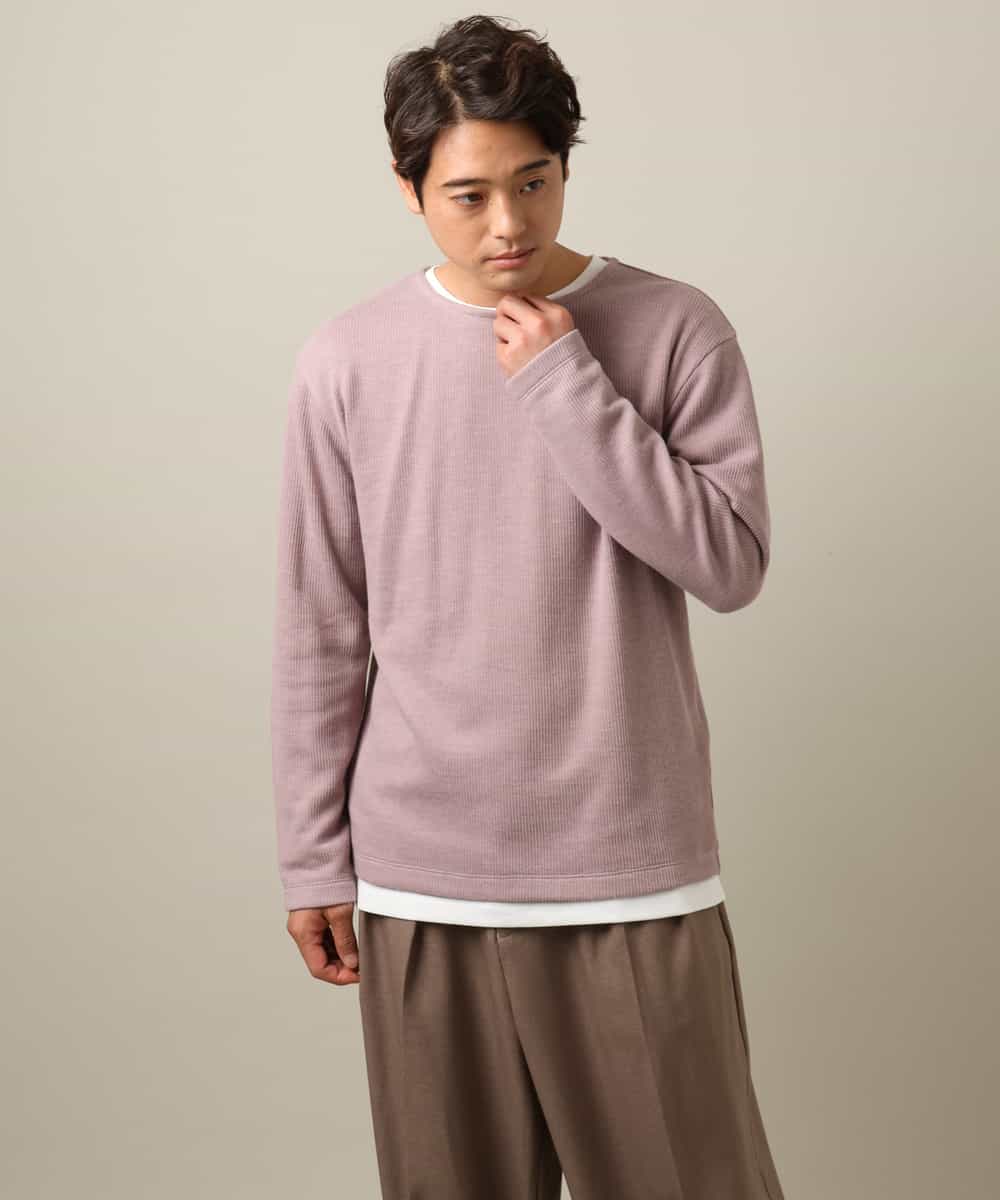 KHKLV51054 a.v.v MEN(アー・ヴェ・ヴェ) 【ロンT付き】新感覚大人スウェットアンサンブル(グッドスウェットシリーズ） スモーキーピンク