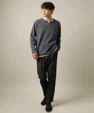 KHKLV52044 a.v.v MEN(アー・ヴェ・ヴェ) 【楽してサマ見え】ケーブル柄フェイクレイヤードカットソー グレー