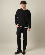 KHLAA41059 a.v.v MEN(アー・ヴェ・ヴェ) 【定番パンツ】スマートシャンブレー裏起毛5ポケットパンツ(セットアップ可） ネイビー