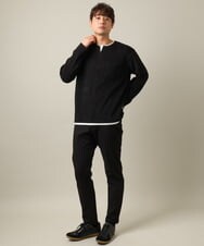 KHLAA41059 a.v.v MEN(アー・ヴェ・ヴェ) 【定番パンツ】スマートシャンブレー裏起毛5ポケットパンツ(セットアップ可） ネイビー