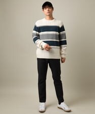 KHLAA41059 a.v.v MEN(アー・ヴェ・ヴェ) 【定番パンツ】スマートシャンブレー裏起毛5ポケットパンツ(セットアップ可） ネイビー
