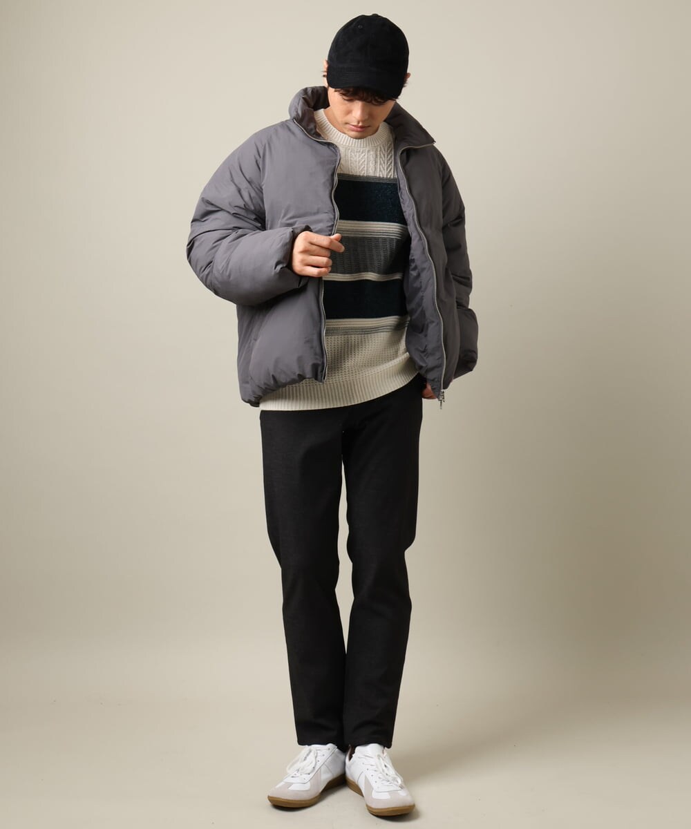 KHLAA41059 a.v.v MEN(アー・ヴェ・ヴェ) 【定番パンツ】スマートシャンブレー裏起毛5ポケットパンツ(セットアップ可） ネイビー