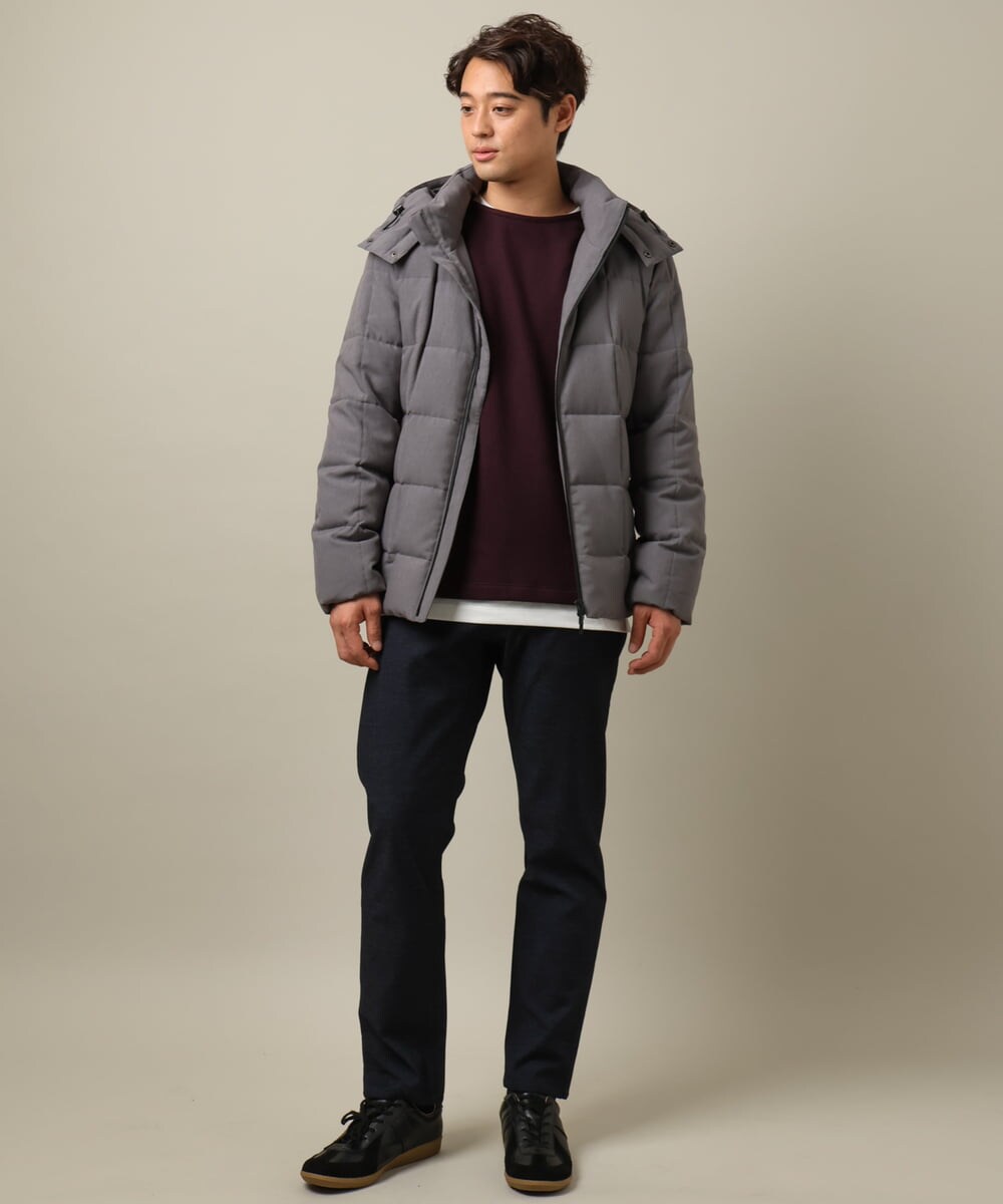 KHLAA41059 a.v.v MEN(アー・ヴェ・ヴェ) 【定番パンツ】スマートシャンブレー裏起毛5ポケットパンツ(セットアップ可） ネイビー