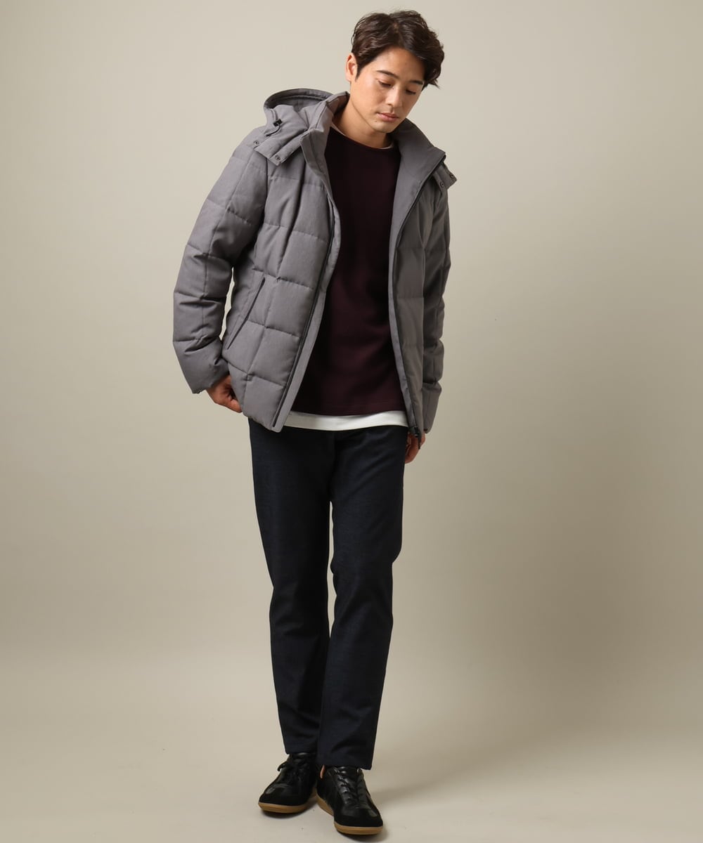 KHLAA41059 a.v.v MEN(アー・ヴェ・ヴェ) 【定番パンツ】スマートシャンブレー裏起毛5ポケットパンツ(セットアップ可） ネイビー