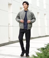 KHLAA41059 a.v.v MEN(アー・ヴェ・ヴェ) 【定番パンツ】スマートシャンブレー裏起毛5ポケットパンツ(セットアップ可） ネイビー
