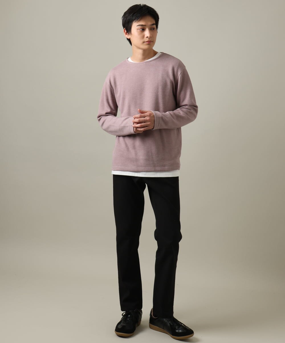 KHLAA41059 a.v.v MEN(アー・ヴェ・ヴェ) 【定番パンツ】スマートシャンブレー裏起毛5ポケットパンツ(セットアップ可） ネイビー