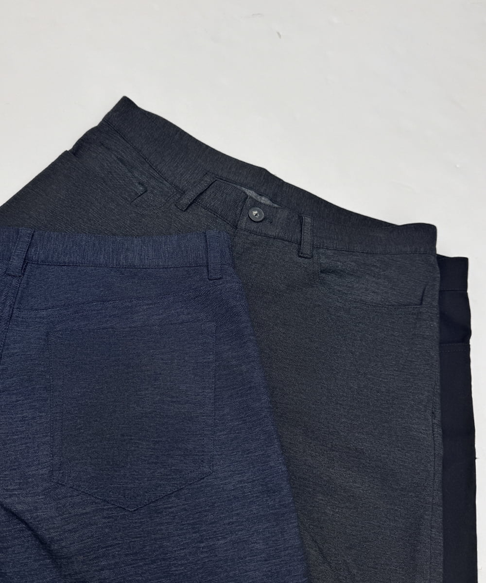 KHLAA41059 a.v.v MEN(アー・ヴェ・ヴェ) 【定番パンツ】スマートシャンブレー裏起毛5ポケットパンツ(セットアップ可） ネイビー