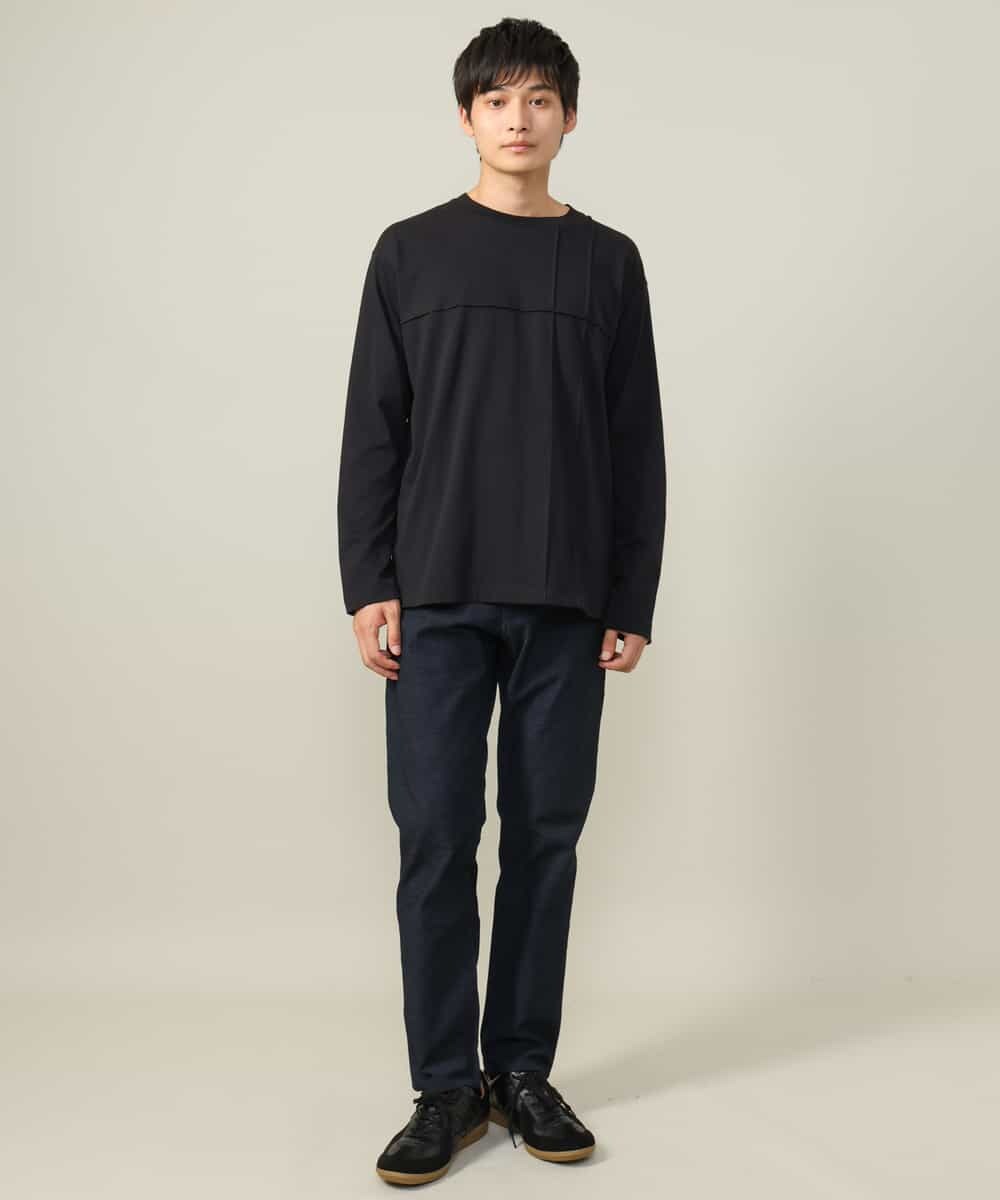KHLAA41059 a.v.v MEN(アー・ヴェ・ヴェ) 【定番パンツ】スマートシャンブレー裏起毛5ポケットパンツ(セットアップ可） ネイビー