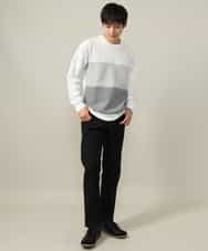 KHLAA41059 a.v.v MEN(アー・ヴェ・ヴェ) 【定番パンツ】スマートシャンブレー裏起毛5ポケットパンツ(セットアップ可） ネイビー