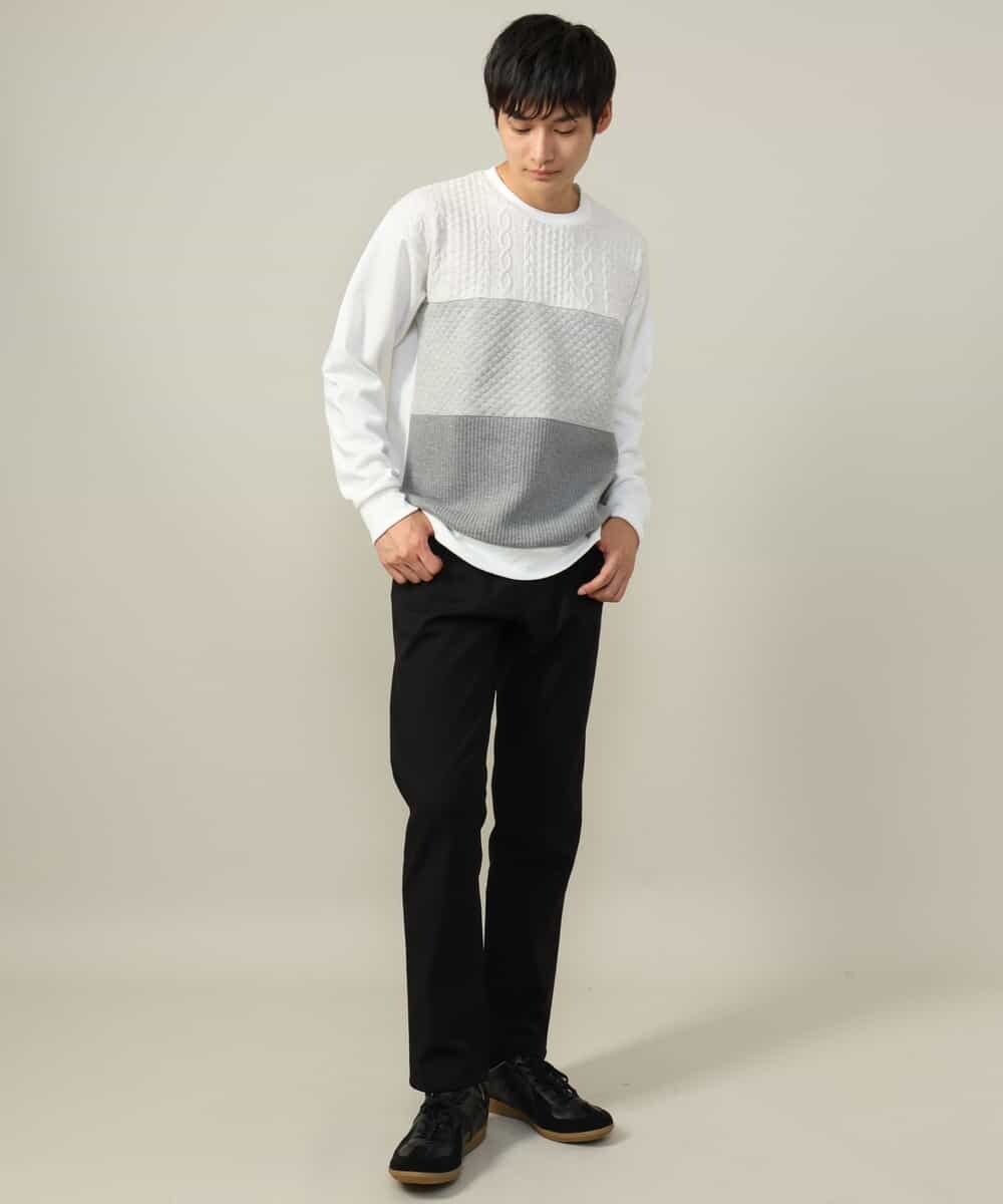KHLAA41059 a.v.v MEN(アー・ヴェ・ヴェ) 【定番パンツ】スマートシャンブレー裏起毛5ポケットパンツ(セットアップ可） ネイビー
