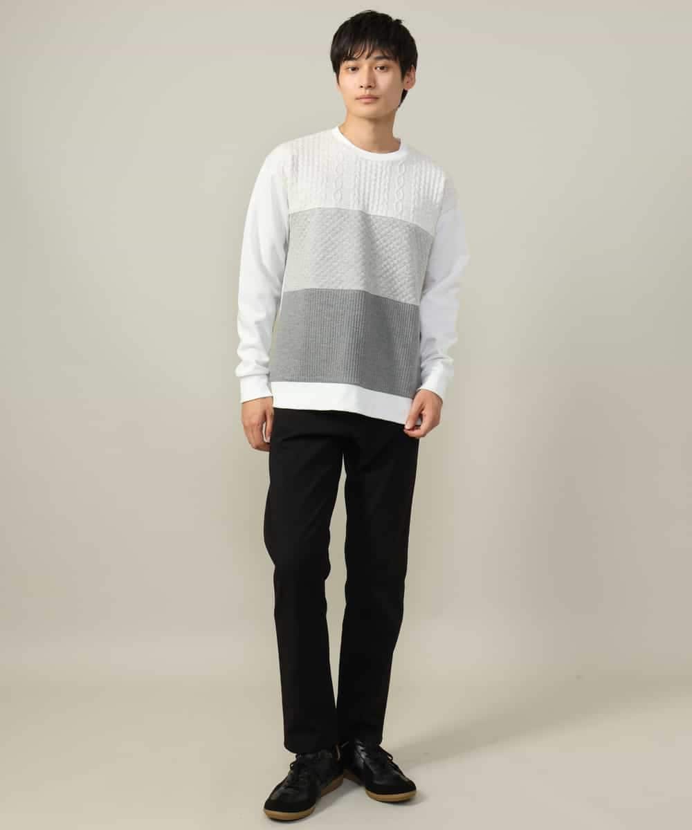 KHLAA41059 a.v.v MEN(アー・ヴェ・ヴェ) 【定番パンツ】スマートシャンブレー裏起毛5ポケットパンツ(セットアップ可） ネイビー