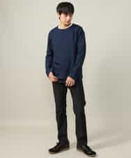 KHLAA41059 a.v.v MEN(アー・ヴェ・ヴェ) 【定番パンツ】スマートシャンブレー裏起毛5ポケットパンツ(セットアップ可） ネイビー