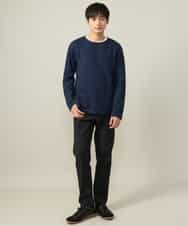 KHLAA41059 a.v.v MEN(アー・ヴェ・ヴェ) 【定番パンツ】スマートシャンブレー裏起毛5ポケットパンツ(セットアップ可） ネイビー