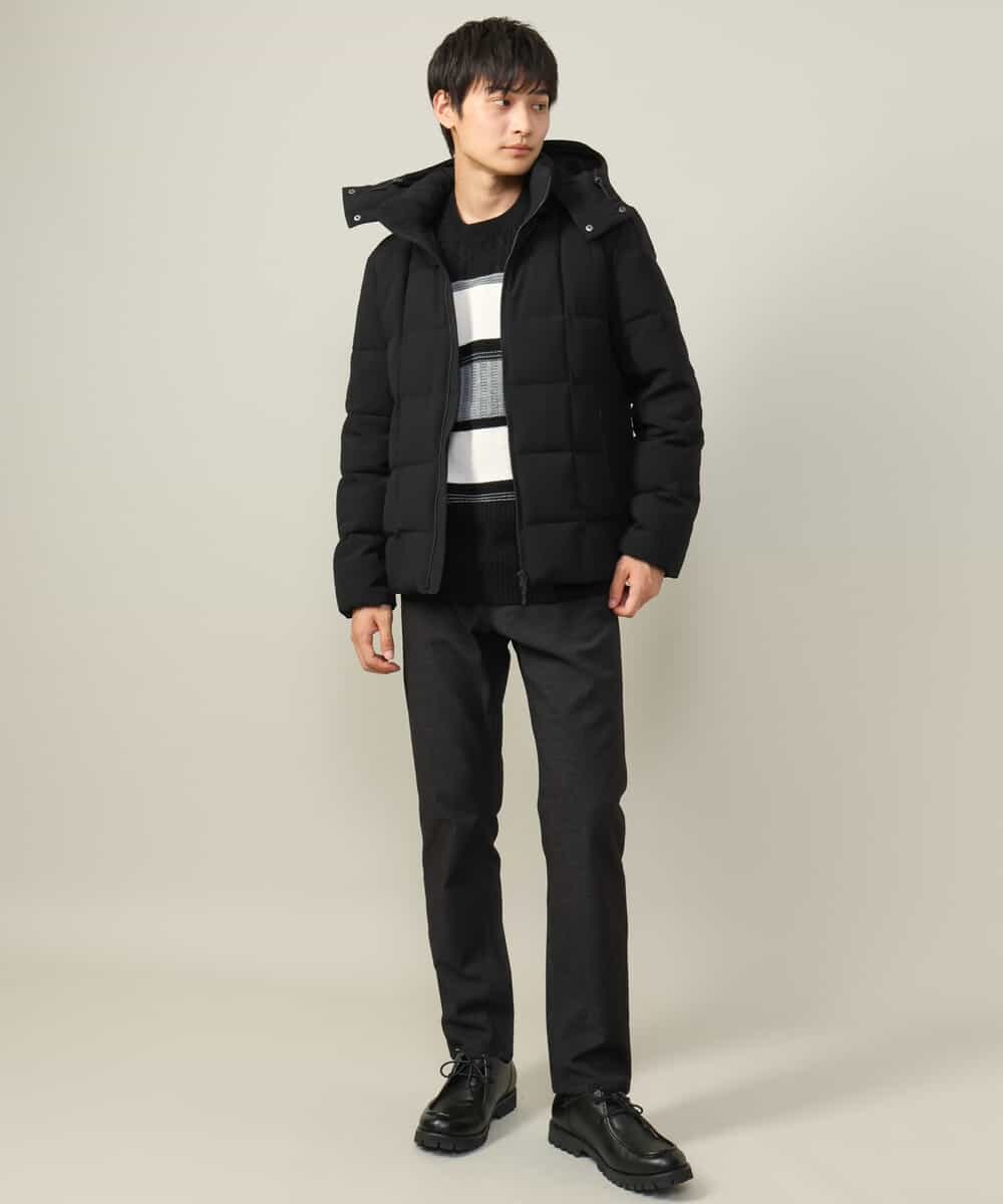 KHLAA41059 a.v.v MEN(アー・ヴェ・ヴェ) 【定番パンツ】スマートシャンブレー裏起毛5ポケットパンツ(セットアップ可） ネイビー