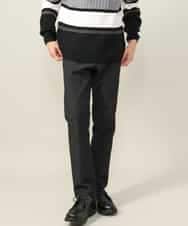 KHLAA41059 a.v.v MEN(アー・ヴェ・ヴェ) 【定番パンツ】スマートシャンブレー裏起毛5ポケットパンツ(セットアップ可） ネイビー