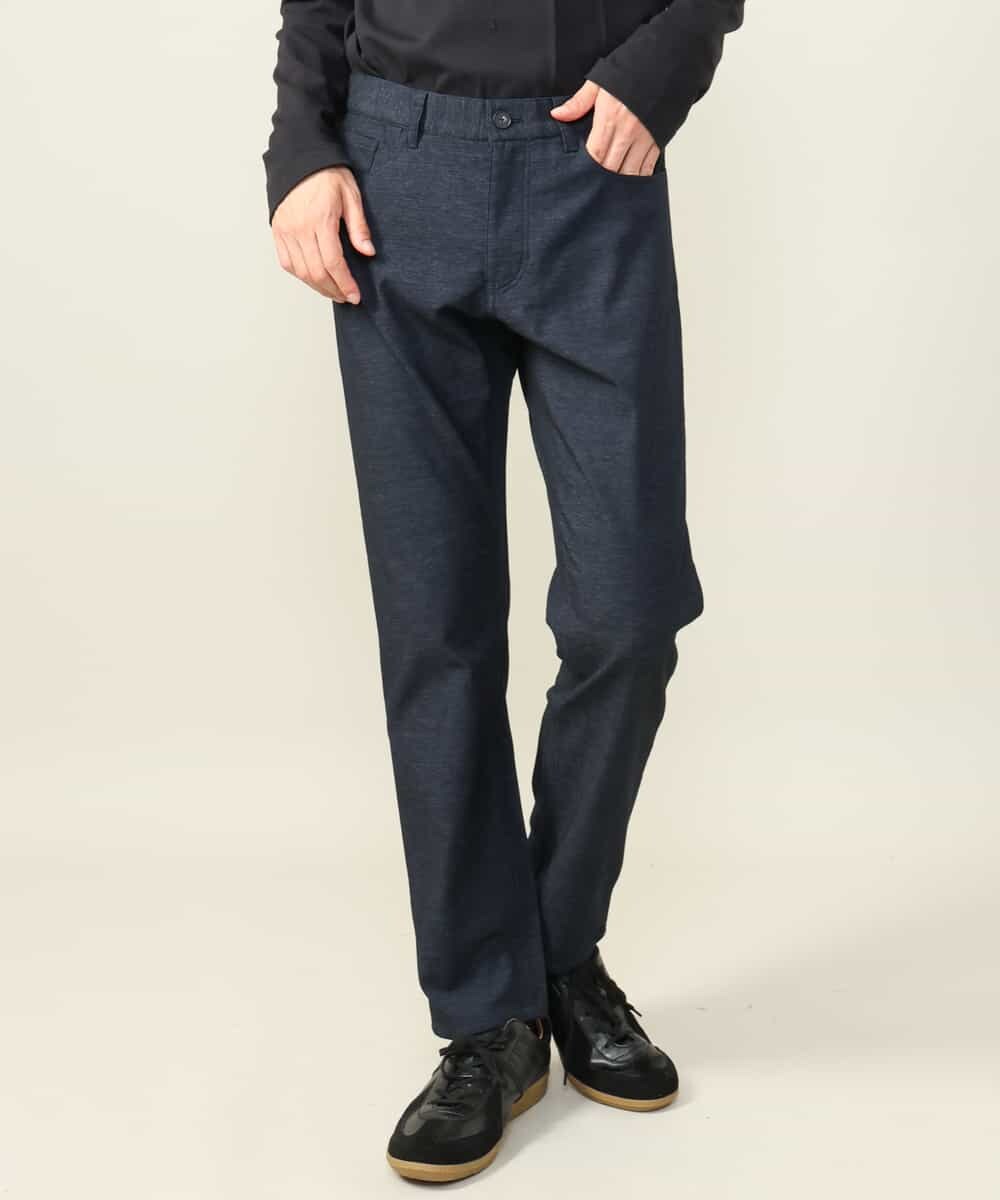 KHLAA41059 a.v.v MEN(アー・ヴェ・ヴェ) 【定番パンツ】スマートシャンブレー裏起毛5ポケットパンツ(セットアップ可） ネイビー