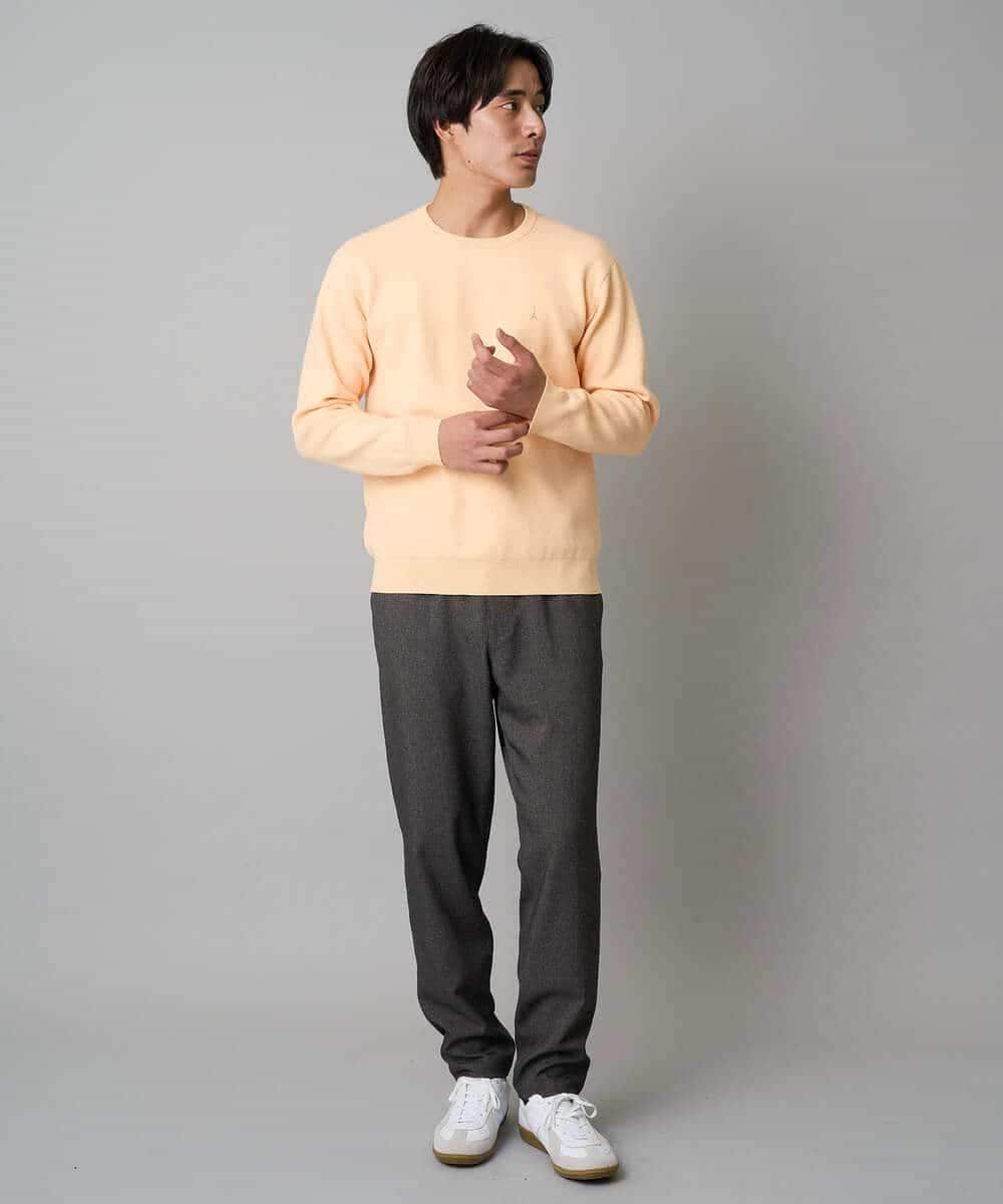 KHLAD32069 a.v.v MEN(アー・ヴェ・ヴェ) 【イージーケア/毛玉になりにくい】メランジツイルストレッチセミルーズパンツ【洗濯機で洗える/ストレッチ】 ライトグレー