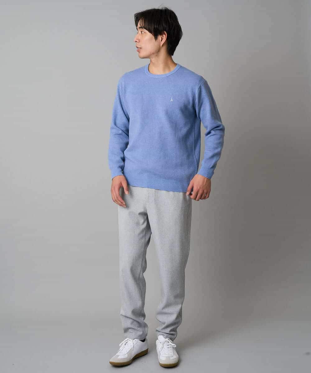 KHLAD32069 a.v.v MEN(アー・ヴェ・ヴェ) 【イージーケア/毛玉になりにくい】メランジツイルストレッチセミルーズパンツ【洗濯機で洗える/ストレッチ】 ライトグレー