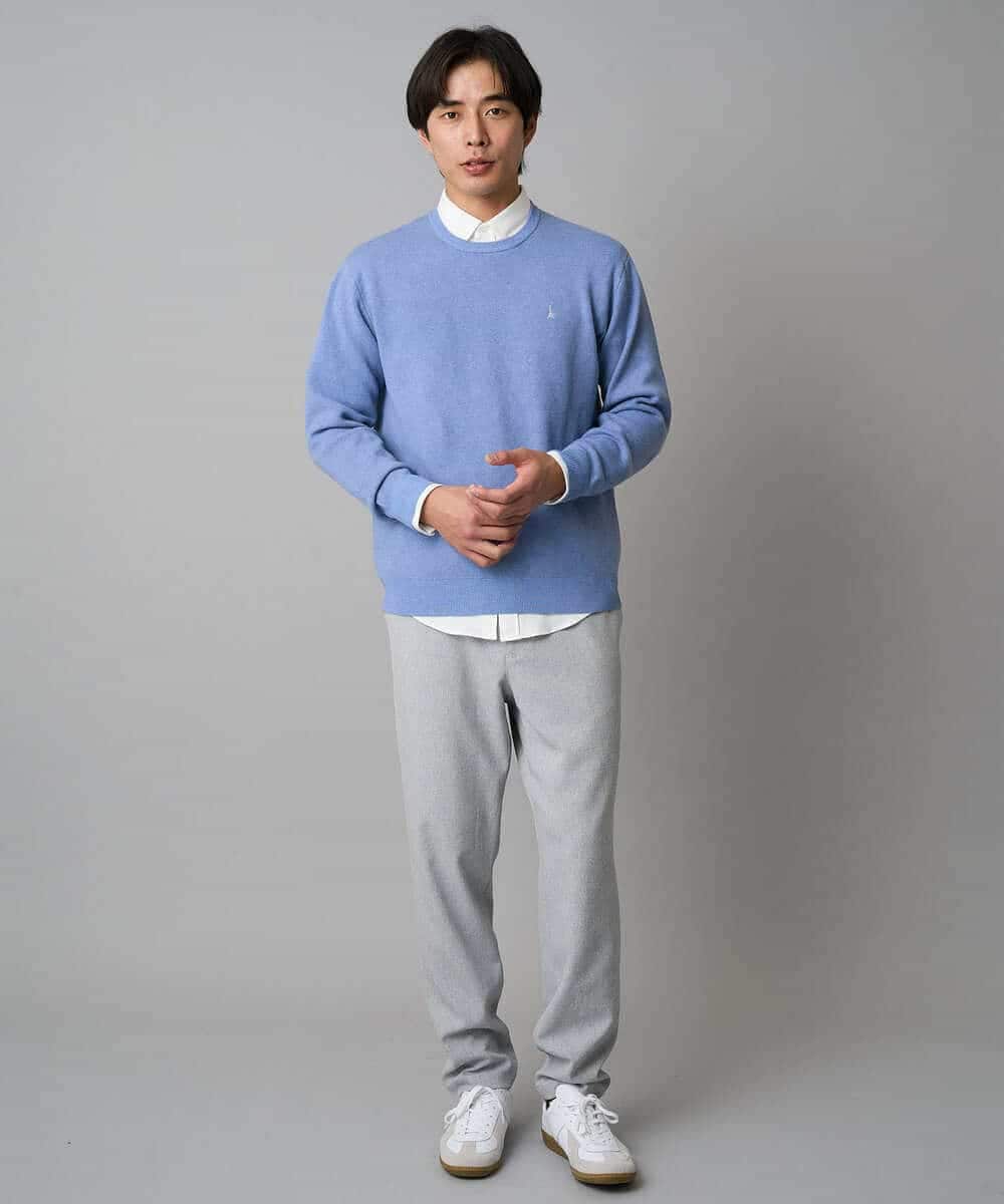 KHLAD32069 a.v.v MEN(アー・ヴェ・ヴェ) 【イージーケア/毛玉になりにくい】メランジツイルストレッチセミルーズパンツ【洗濯機で洗える/ストレッチ】 ライトグレー