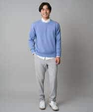 KHLAD32069 a.v.v MEN(アー・ヴェ・ヴェ) 【イージーケア/毛玉になりにくい】メランジツイルストレッチセミルーズパンツ【洗濯機で洗える/ストレッチ】 ライトグレー