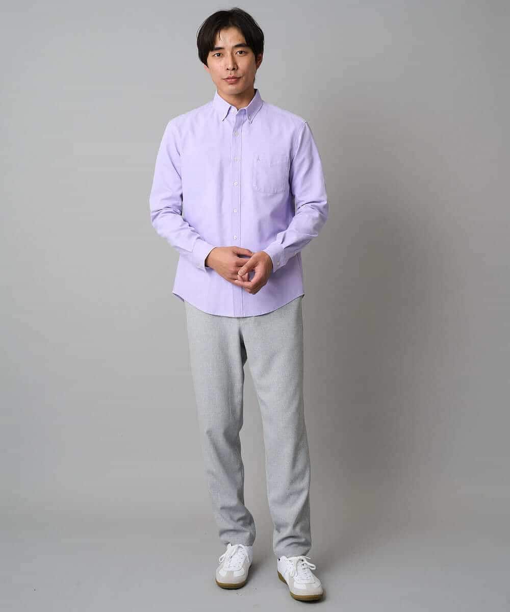 KHLAD32069 a.v.v MEN(アー・ヴェ・ヴェ) 【イージーケア/毛玉になりにくい】メランジツイルストレッチセミルーズパンツ【洗濯機で洗える/ストレッチ】 ライトグレー