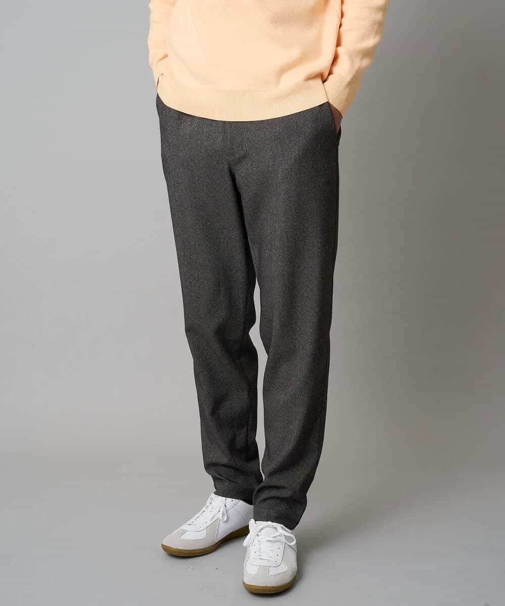 KHLAD32069 a.v.v MEN(アー・ヴェ・ヴェ) 【イージーケア/毛玉になりにくい】メランジツイルストレッチセミルーズパンツ【洗濯機で洗える/ストレッチ】 ライトグレー