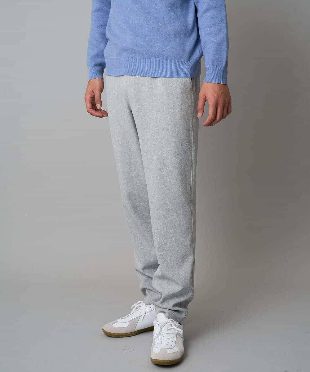 KHLAD32069 a.v.v MEN(アー・ヴェ・ヴェ) 【イージーケア/毛玉になりにくい】メランジツイルストレッチセミルーズパンツ【洗濯機で洗える/ストレッチ】 ライトグレー
