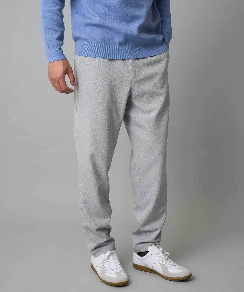 KHLAD32069 a.v.v MEN(アー・ヴェ・ヴェ) 【イージーケア/毛玉になりにくい】メランジツイルストレッチセミルーズパンツ【洗濯機で洗える/ストレッチ】 ライトグレー