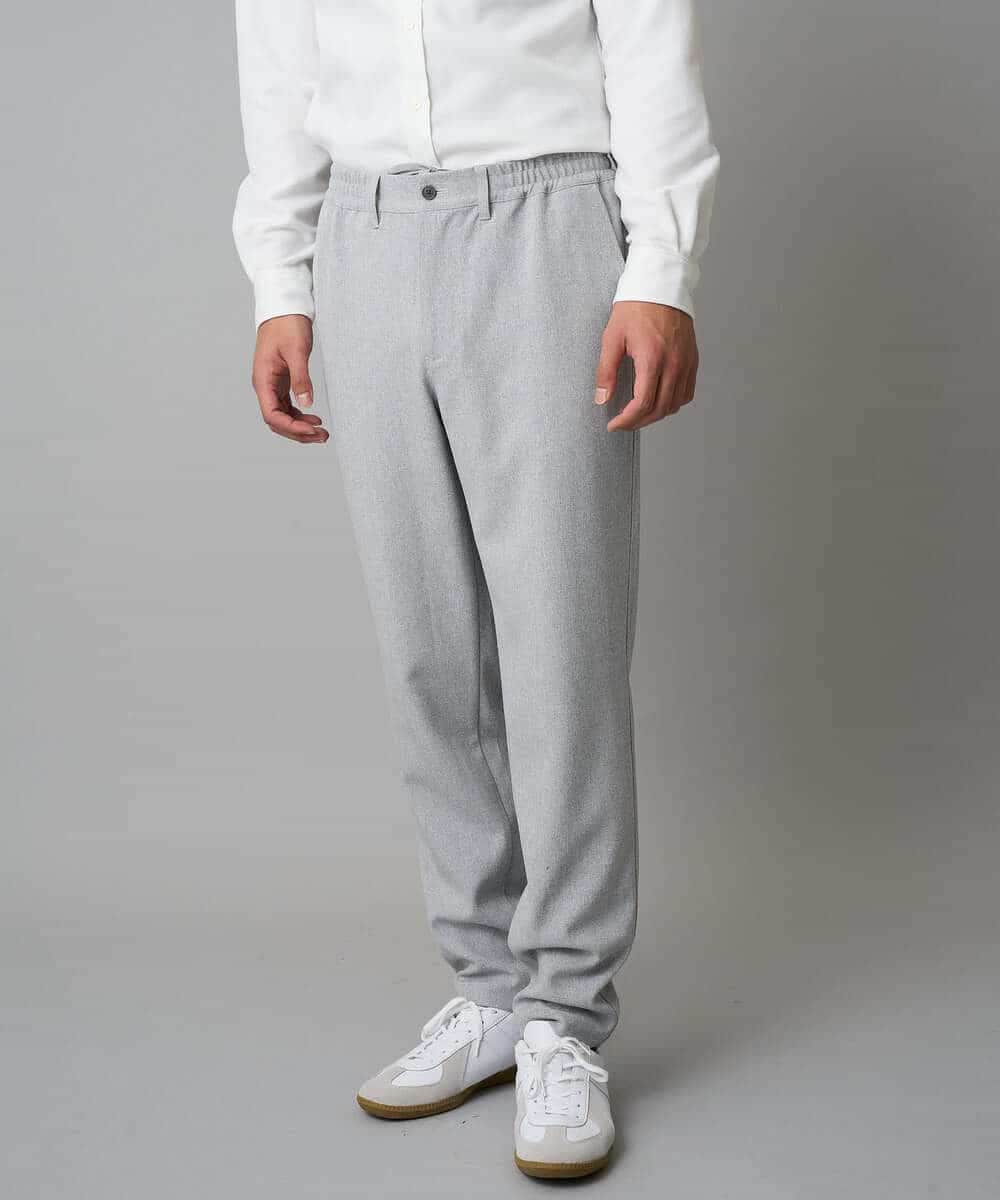 KHLAD32069 a.v.v MEN(アー・ヴェ・ヴェ) 【イージーケア/毛玉になりにくい】メランジツイルストレッチセミルーズパンツ【洗濯機で洗える/ストレッチ】 ライトグレー