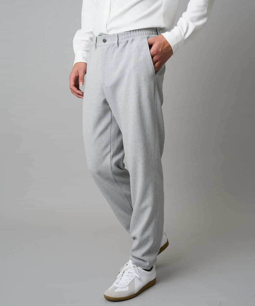 KHLAD32069 a.v.v MEN(アー・ヴェ・ヴェ) 【イージーケア/毛玉になりにくい】メランジツイルストレッチセミルーズパンツ【洗濯機で洗える/ストレッチ】 ライトグレー