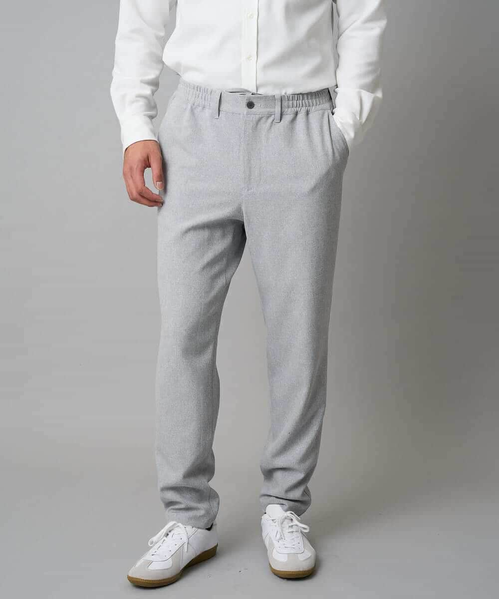 KHLAD32069 a.v.v MEN(アー・ヴェ・ヴェ) 【イージーケア/毛玉になりにくい】メランジツイルストレッチセミルーズパンツ【洗濯機で洗える/ストレッチ】 ライトグレー