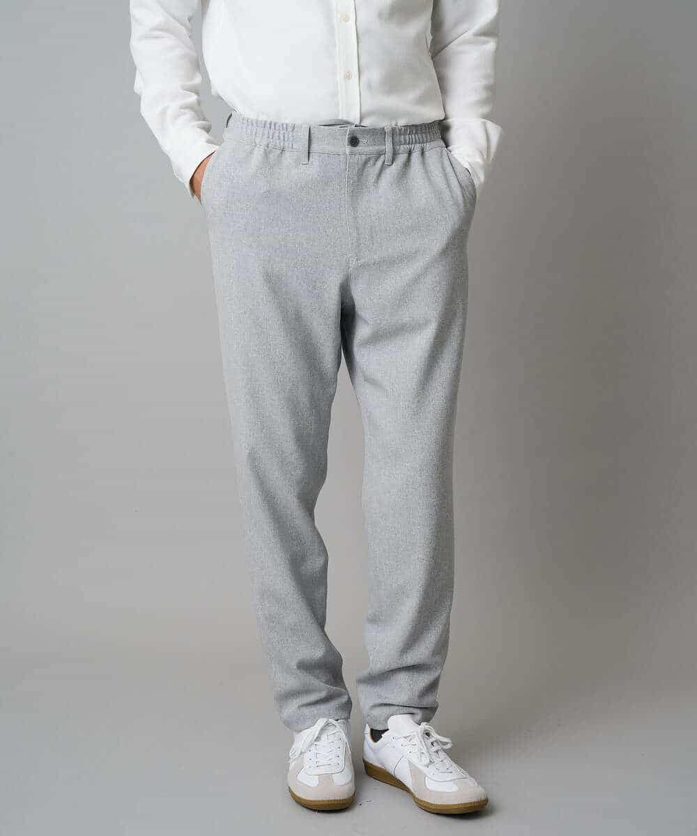KHLAD32069 a.v.v MEN(アー・ヴェ・ヴェ) 【イージーケア/毛玉になりにくい】メランジツイルストレッチセミルーズパンツ【洗濯機で洗える/ストレッチ】 ライトグレー