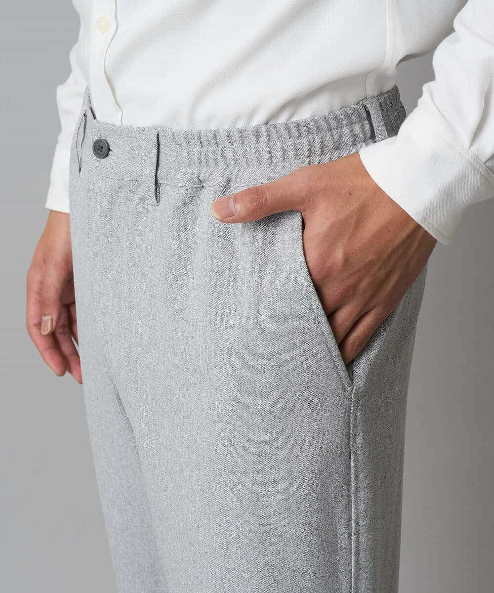 KHLAD32069 a.v.v MEN(アー・ヴェ・ヴェ) 【イージーケア/毛玉になりにくい】メランジツイルストレッチセミルーズパンツ【洗濯機で洗える/ストレッチ】 ライトグレー