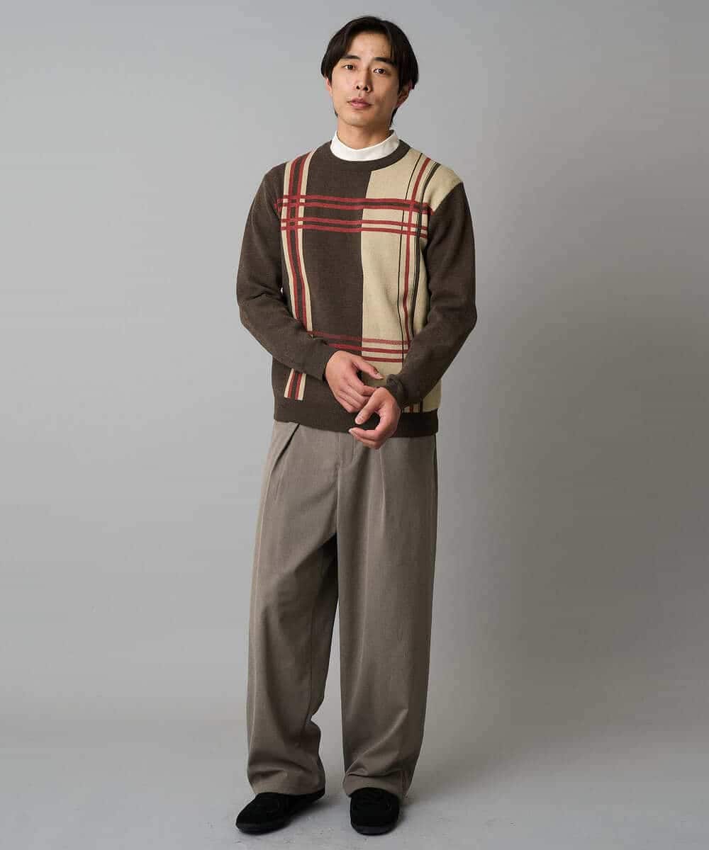 KHLAD33069 a.v.v MEN(アー・ヴェ・ヴェ) 【イージーケア/洗濯機で洗える】裏微起毛ストレッチオーバーパンツ ブラック