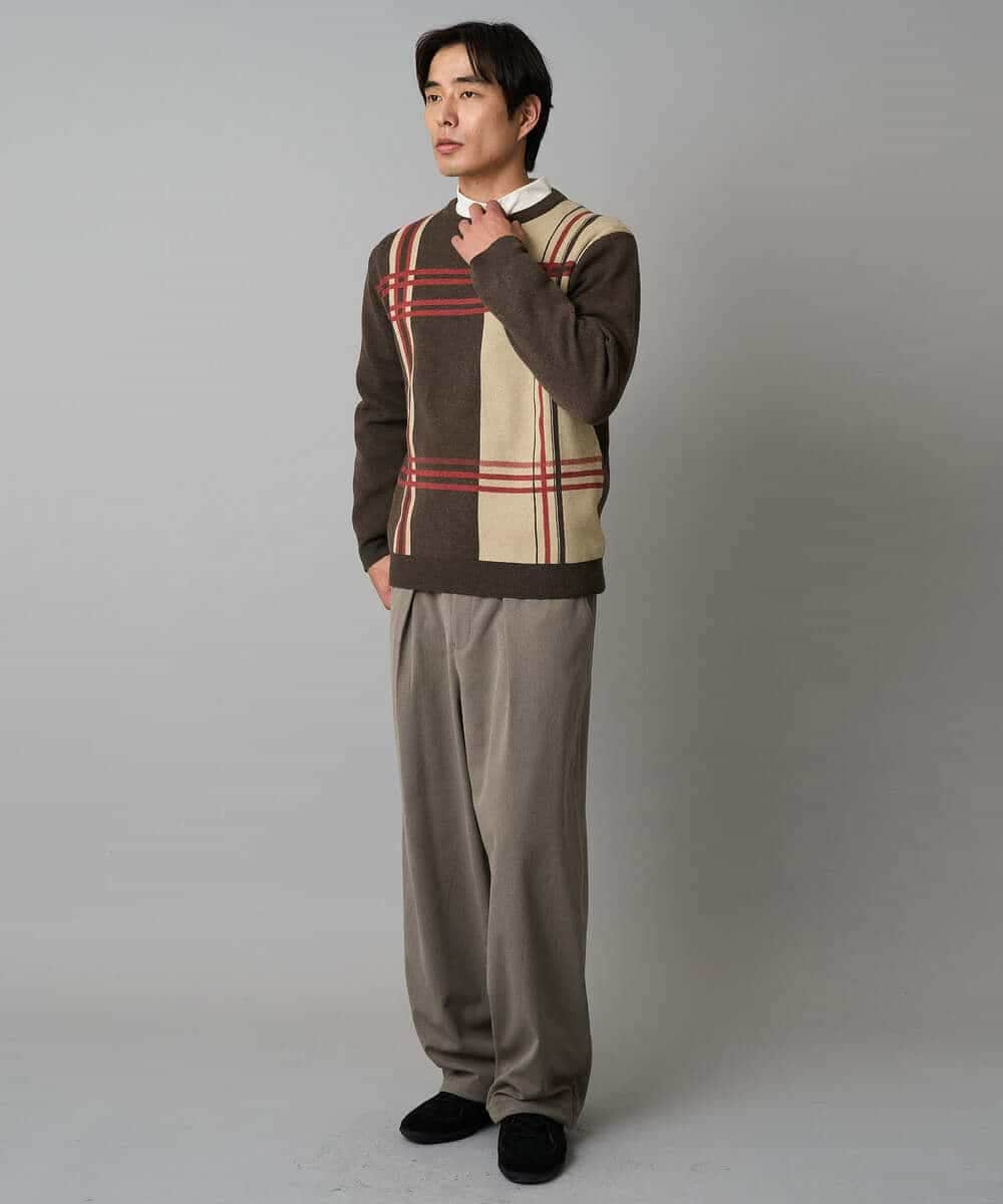 KHLAD33069 a.v.v MEN(アー・ヴェ・ヴェ) 【イージーケア/洗濯機で洗える】裏微起毛ストレッチオーバーパンツ ブラック