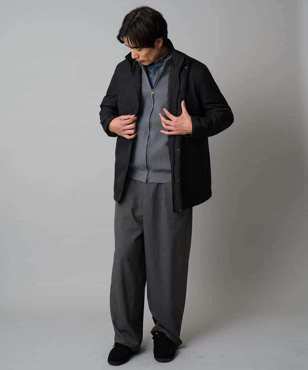 KHLAD33069 a.v.v MEN(アー・ヴェ・ヴェ) 【イージーケア/洗濯機で洗える】裏微起毛ストレッチオーバーパンツ ブラック