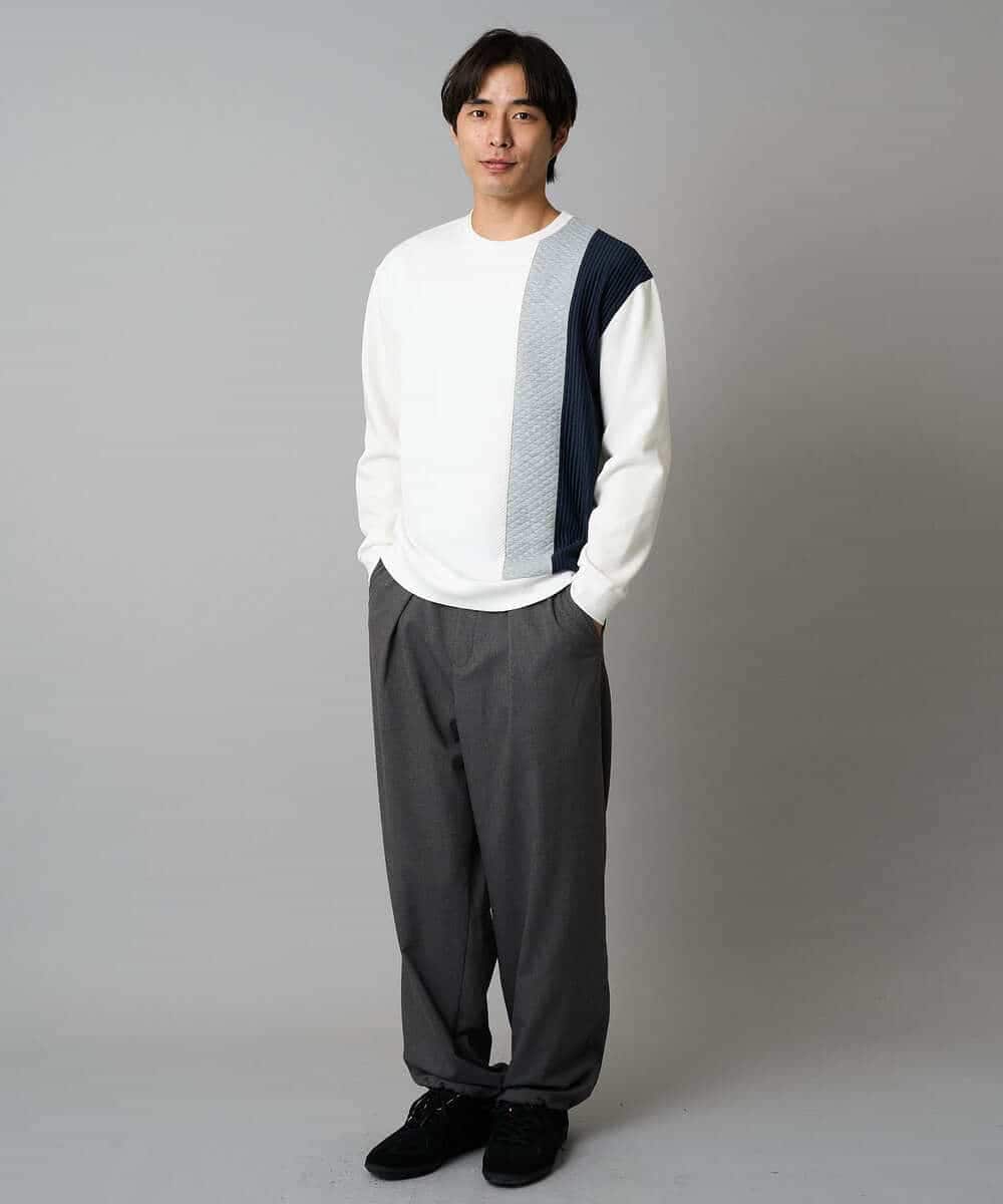 KHLAD33069 a.v.v MEN(アー・ヴェ・ヴェ) 【イージーケア/洗濯機で洗える】裏微起毛ストレッチオーバーパンツ ブラック