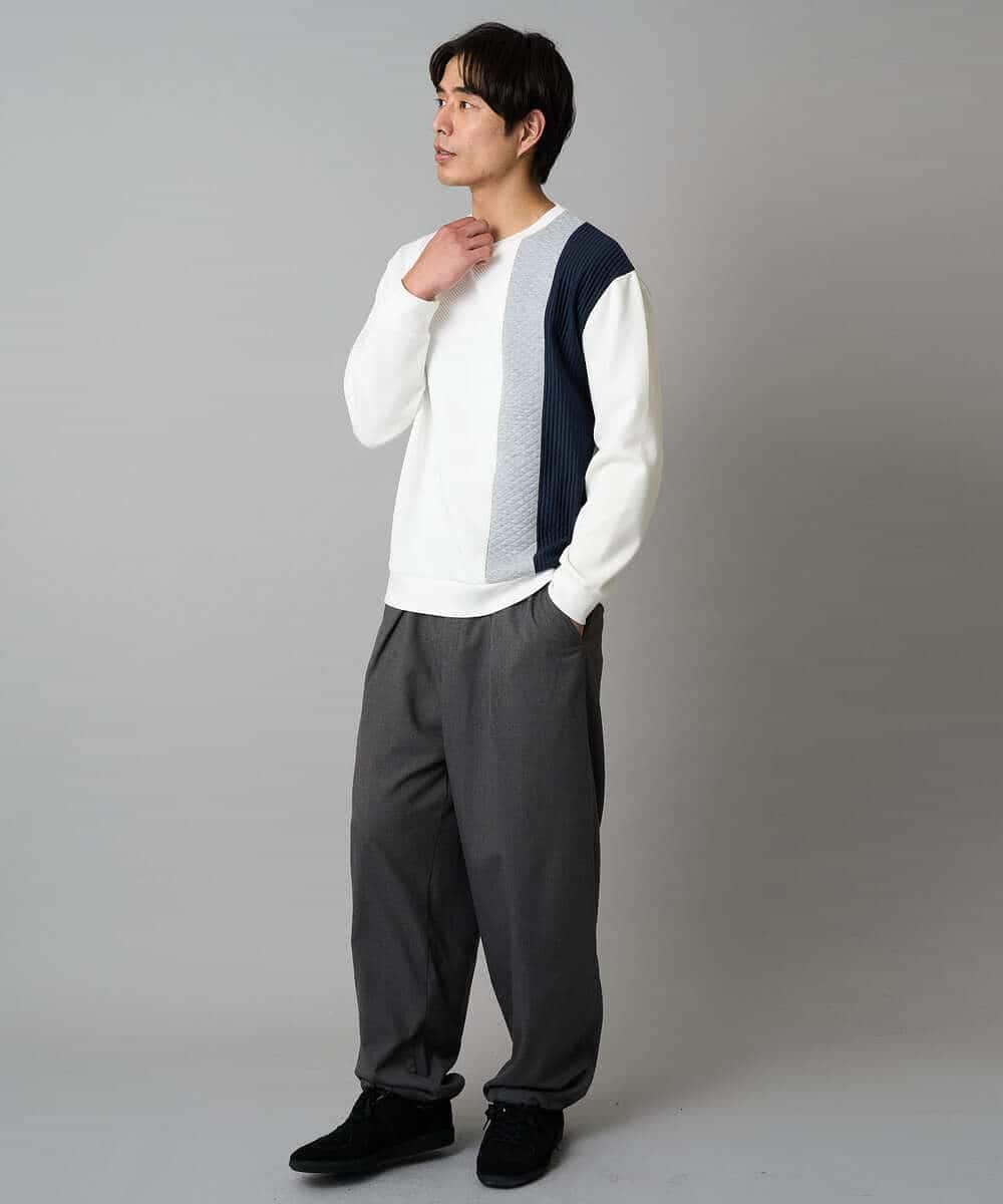 KHLAD33069 a.v.v MEN(アー・ヴェ・ヴェ) 【イージーケア/洗濯機で洗える】裏微起毛ストレッチオーバーパンツ ブラック